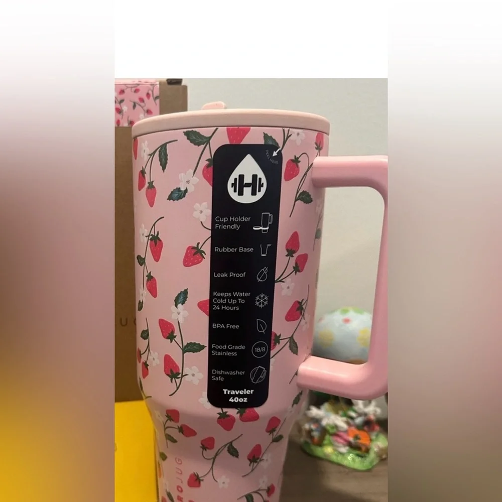 Hydrojug Pink Strawberry Floral Tumbler - Picture 3 of 3